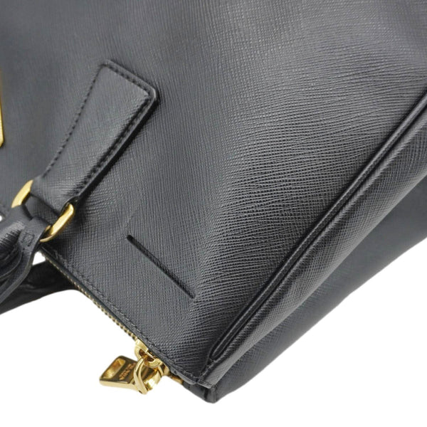 PRADA Galleria Double Zip Saffiano Leather Top Handle Tote Bag Black