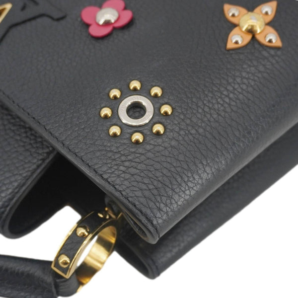 LOUIS VUITTON Capucines PM Mechanical Flower Taurillon Leather Shoulder Bag Black