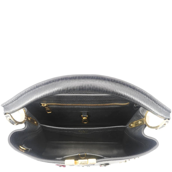 LOUIS VUITTON Capucines PM Mechanical Flower Taurillon Leather Shoulder Bag Black