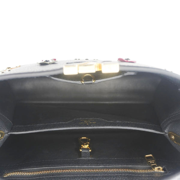 LOUIS VUITTON Capucines PM Mechanical Flower Taurillon Leather Shoulder Bag Black
