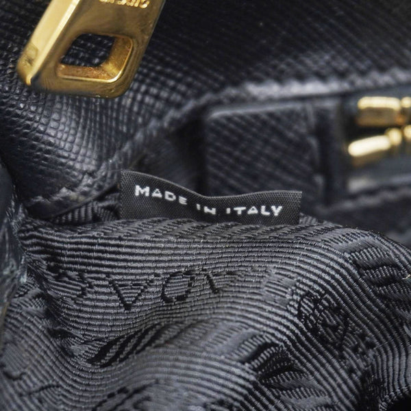 PRADA Galleria Double Zip Saffiano Leather Top Handle Tote Bag Black