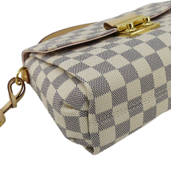 LOUIS VUITTON Croisette Damier Azur Satchel Crossbody Bag Rose Ballerine
