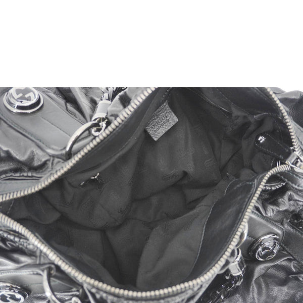 GUCCI Galaxy Medium Leather Top Handle Shoulder Bag Black 228838