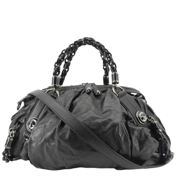 GUCCI Galaxy Medium Leather Top Handle Shoulder Bag Black 228838