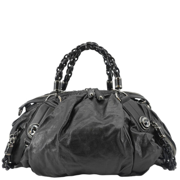 GUCCI Galaxy Medium Leather Top Handle Shoulder Bag Black 228838