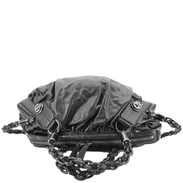 GUCCI Galaxy Medium Leather Top Handle Shoulder Bag Black 228838