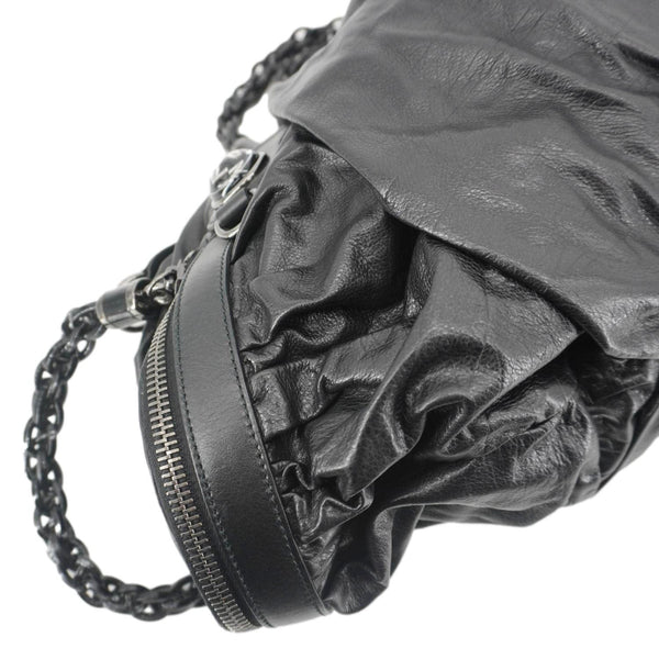 GUCCI Galaxy Medium Leather Top Handle Shoulder Bag Black 228838