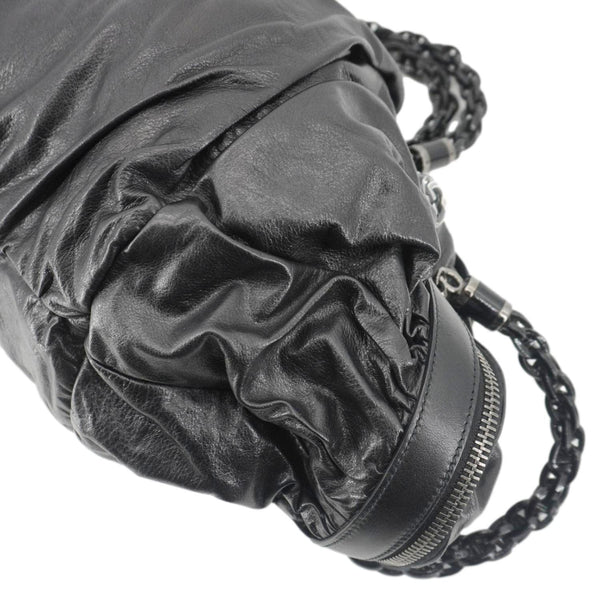 GUCCI Galaxy Medium Leather Top Handle Shoulder Bag Black 228838