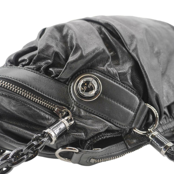 GUCCI Galaxy Medium Leather Top Handle Shoulder Bag Black 228838