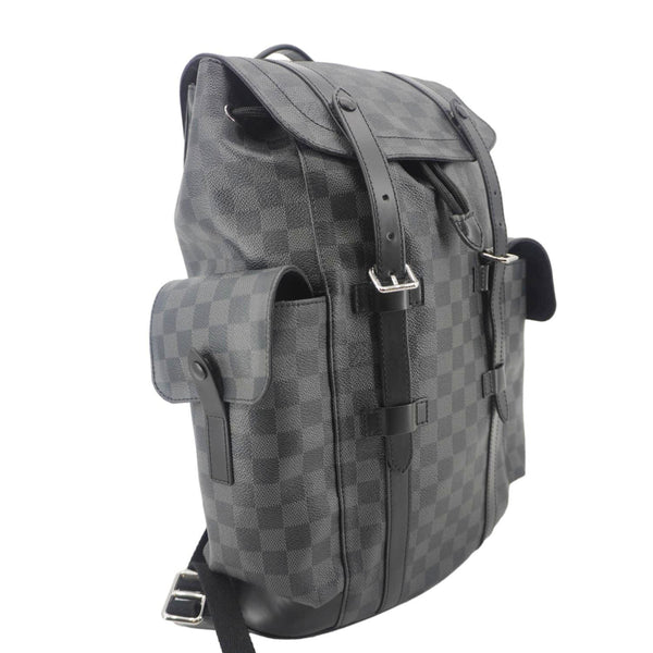 LOUIS VUITTON Christopher Damier Graphite Backpack Bag Black