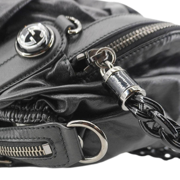 GUCCI Galaxy Medium Leather Top Handle Shoulder Bag Black 228838