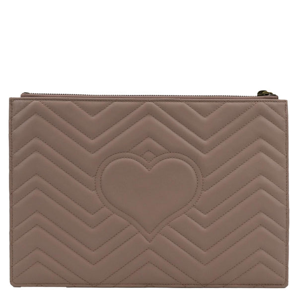 GUCCI GG Marmont Quilted Leather Zip Pouch Bag Pink 476440