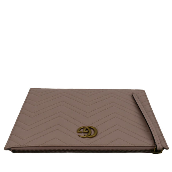 GUCCI GG Marmont Quilted Leather Zip Pouch Bag Pink 476440