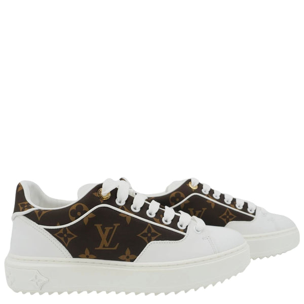 LOUIS VUITTON Timeout Trainers Monogram Nylon Sneakers White Size 37