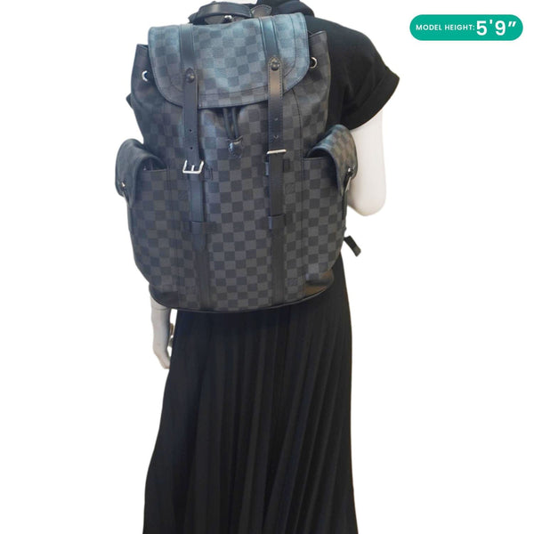 LOUIS VUITTON Christopher Damier Graphite Backpack Bag Black