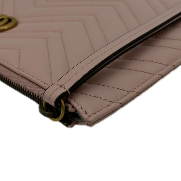 GUCCI GG Marmont Quilted Leather Zip Pouch Bag Pink 476440