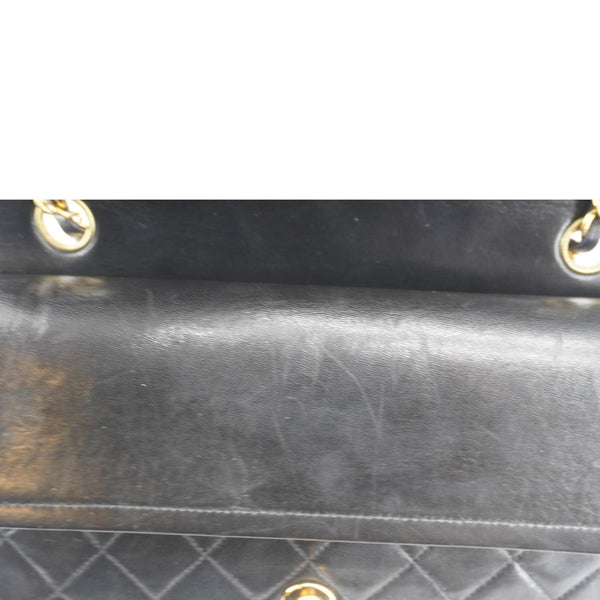 CHANEL Classic Flap Vintage Quilted Lambskin Leather Shoulder Bag Black