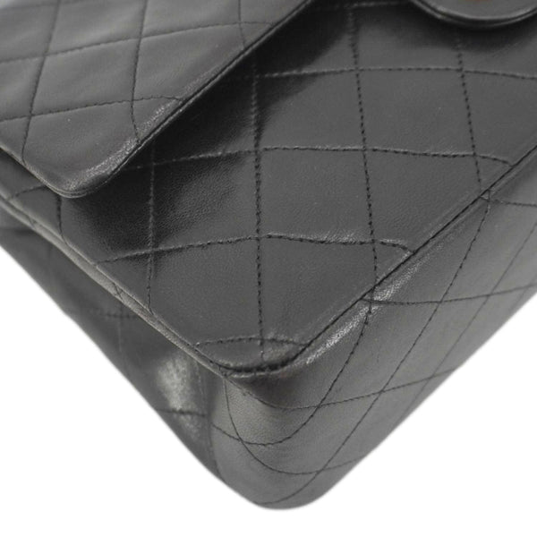 CHANEL Classic Flap Vintage Quilted Lambskin Leather Shoulder Bag Black