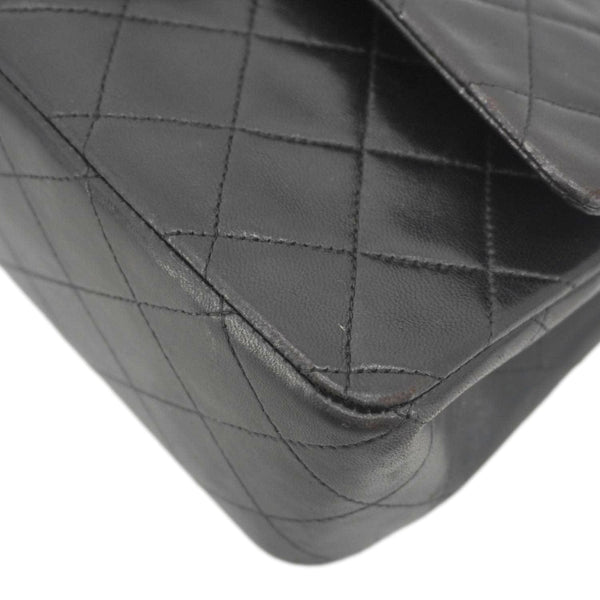 CHANEL Classic Flap Vintage Quilted Lambskin Leather Shoulder Bag Black