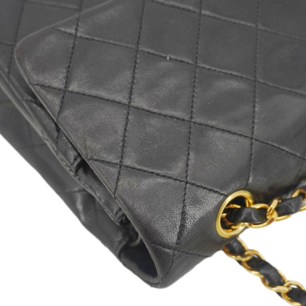 CHANEL Classic Flap Vintage Quilted Lambskin Leather Shoulder Bag Black