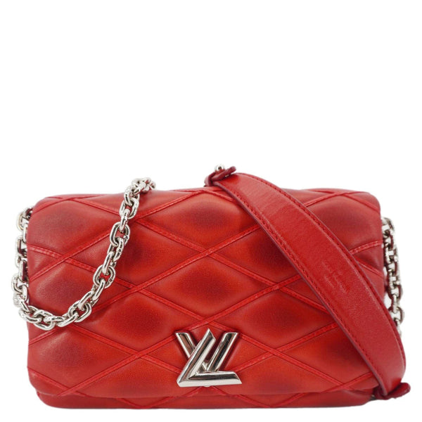 LOUIS VUITTON GO-14 PM Malletage Leather Shoulder Bag Red