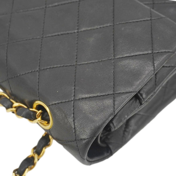 CHANEL Classic Flap Vintage Quilted Lambskin Leather Shoulder Bag Black