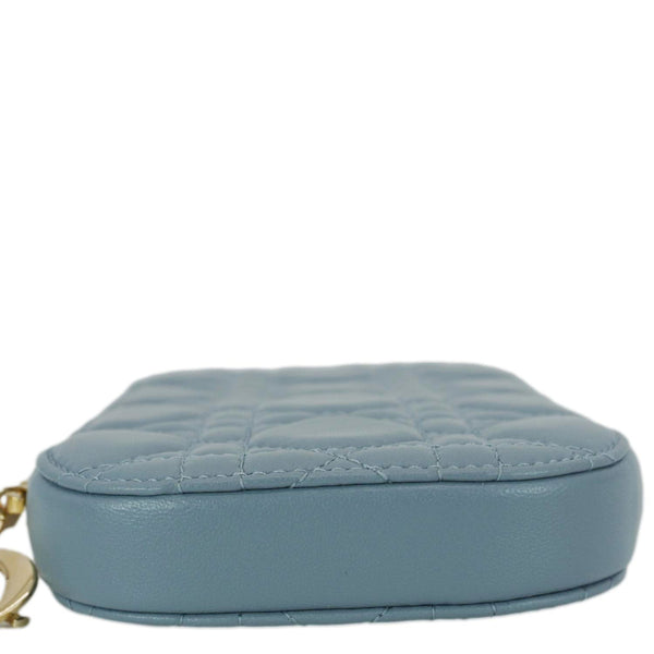 CHRISTIAN DIOR Lady Dior Call'in Cannage Leather Phone Holder Blue