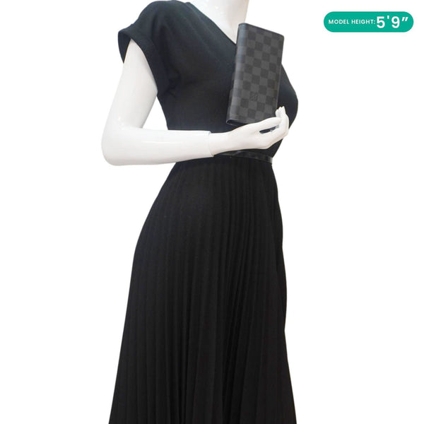 LOUIS VUITTON Brazza Damier Graphite Bifold Long Wallet Black