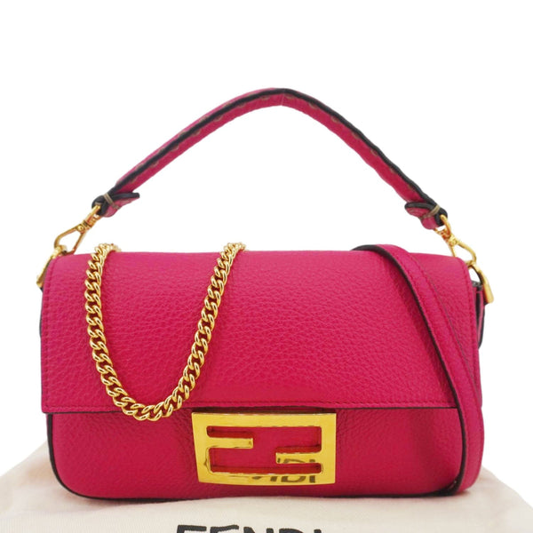 FENDI Selleria Cuoio Romano Leather Baguette Crossbody Bag Pink