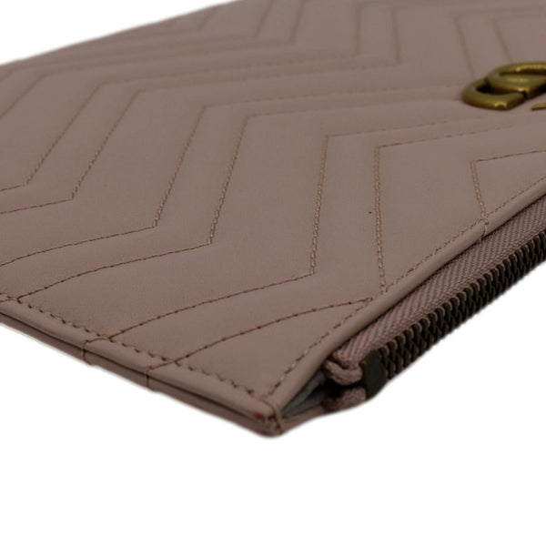 GUCCI GG Marmont Quilted Leather Zip Pouch Bag Pink 476440