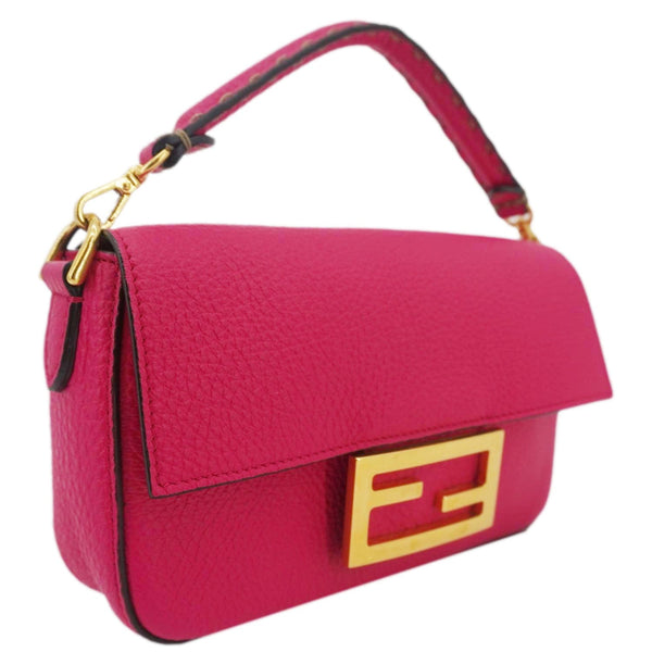 FENDI Selleria Cuoio Romano Leather Baguette Crossbody Bag Pink