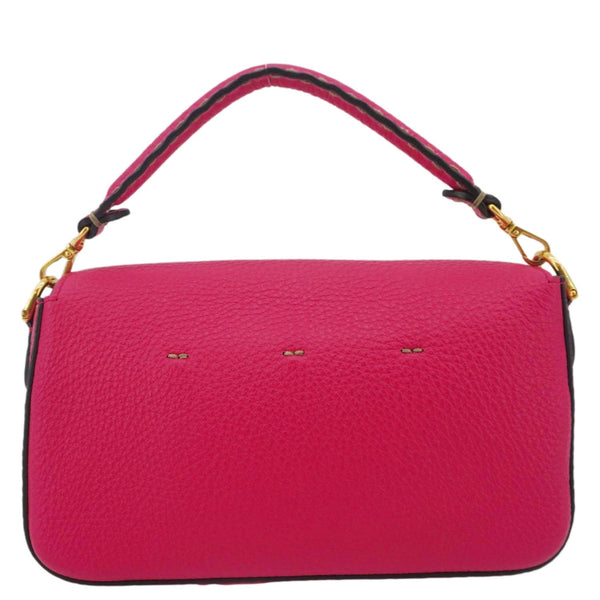 FENDI Selleria Cuoio Romano Leather Baguette Crossbody Bag Pink