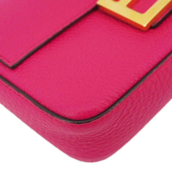 FENDI Selleria Cuoio Romano Leather Baguette Crossbody Bag Pink