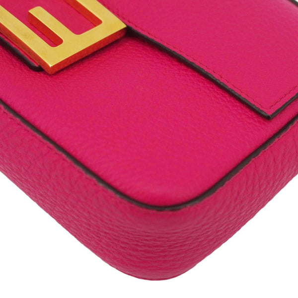 FENDI Selleria Cuoio Romano Leather Baguette Crossbody Bag Pink