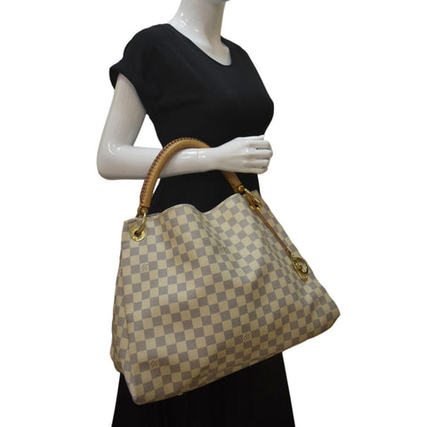 LOUIS VUITTON Artsy MM Damier Azur Hobo Bag White