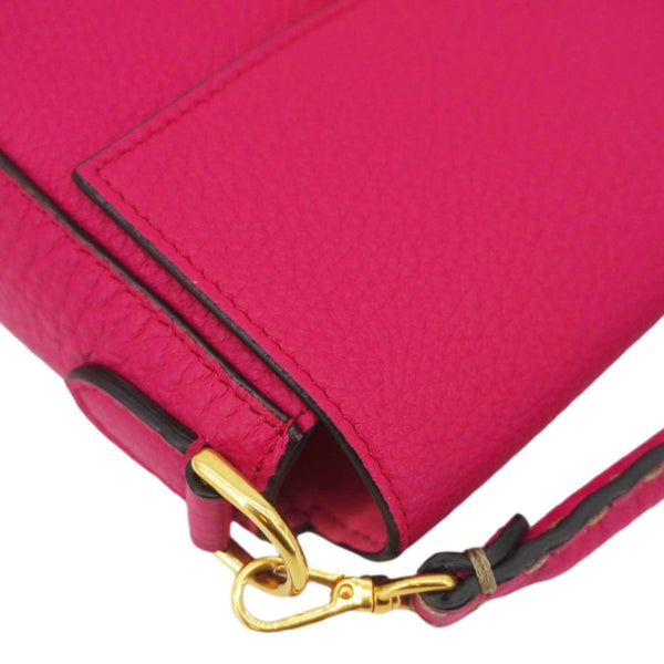 FENDI Selleria Cuoio Romano Leather Baguette Crossbody Bag Pink