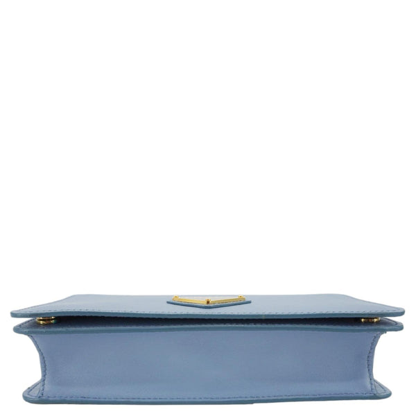 PRADA Bandoliera Saffiano Leather Chain Crossbody Bag Blue