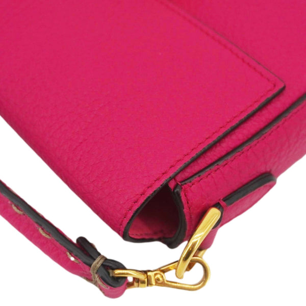 FENDI Selleria Cuoio Romano Leather Baguette Crossbody Bag Pink