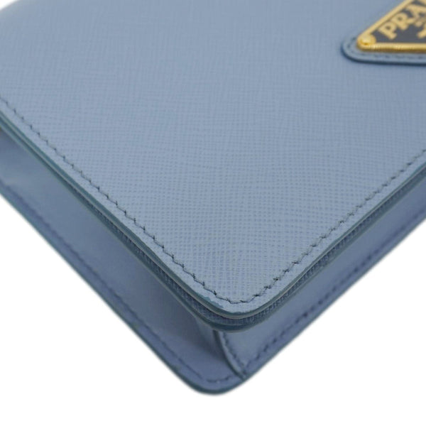 PRADA Bandoliera Saffiano Leather Chain Crossbody Bag Blue