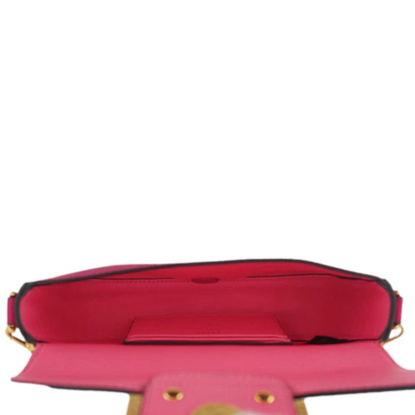 FENDI Selleria Cuoio Romano Leather Baguette Crossbody Bag Pink
