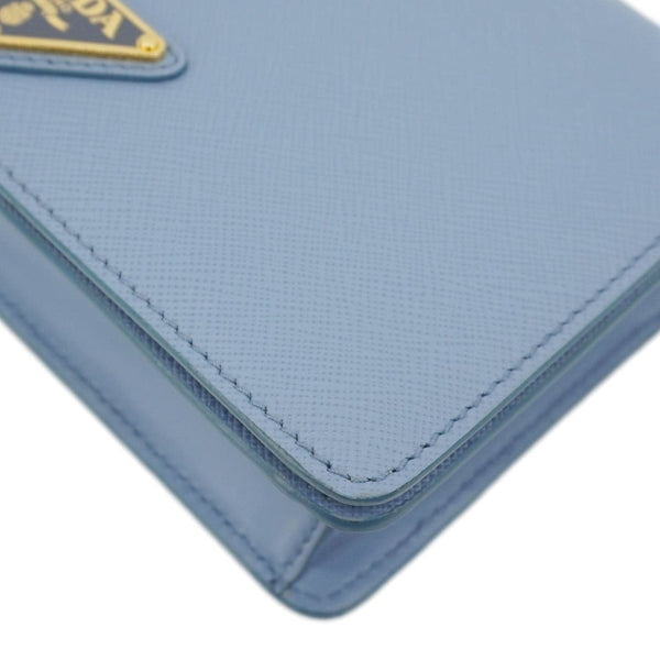 PRADA Bandoliera Saffiano Leather Chain Crossbody Bag Blue