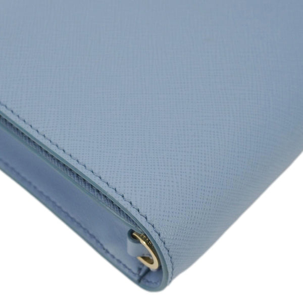 PRADA Bandoliera Saffiano Leather Chain Crossbody Bag Blue