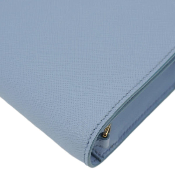 PRADA Bandoliera Saffiano Leather Chain Crossbody Bag Blue