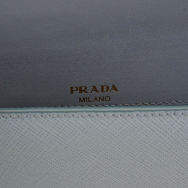 PRADA Bandoliera Saffiano Leather Chain Crossbody Bag Blue