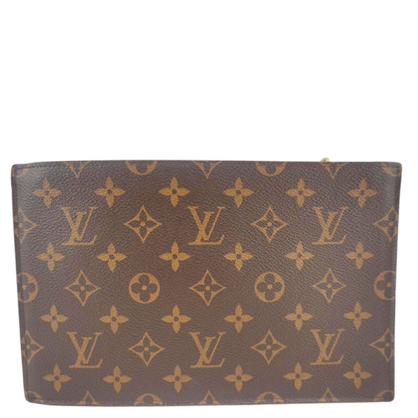 LOUIS VUITTON Legacy Monogram Canvas Chain Clutch Brown