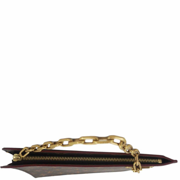 LOUIS VUITTON Legacy Monogram Canvas Chain Clutch Brown