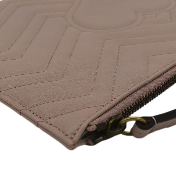 GUCCI GG Marmont Quilted Leather Zip Pouch Bag Pink 476440