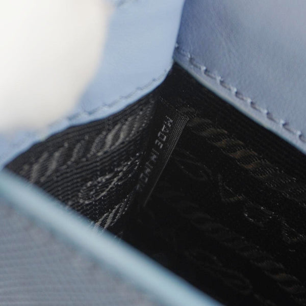 PRADA Bandoliera Saffiano Leather Chain Crossbody Bag Blue