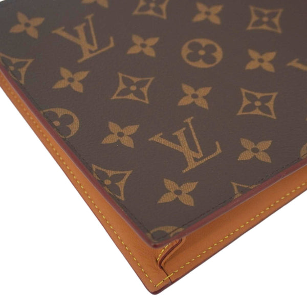 LOUIS VUITTON Legacy Monogram Canvas Chain Clutch Brown