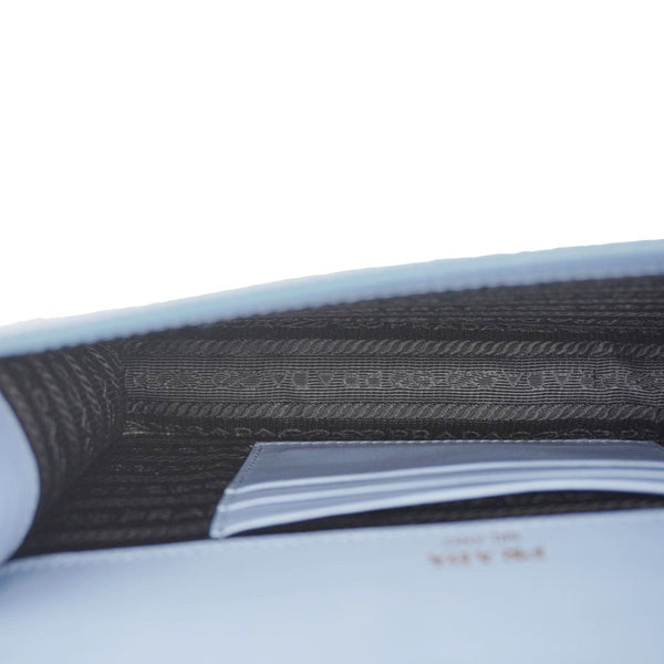 PRADA Bandoliera Saffiano Leather Chain Crossbody Bag Blue